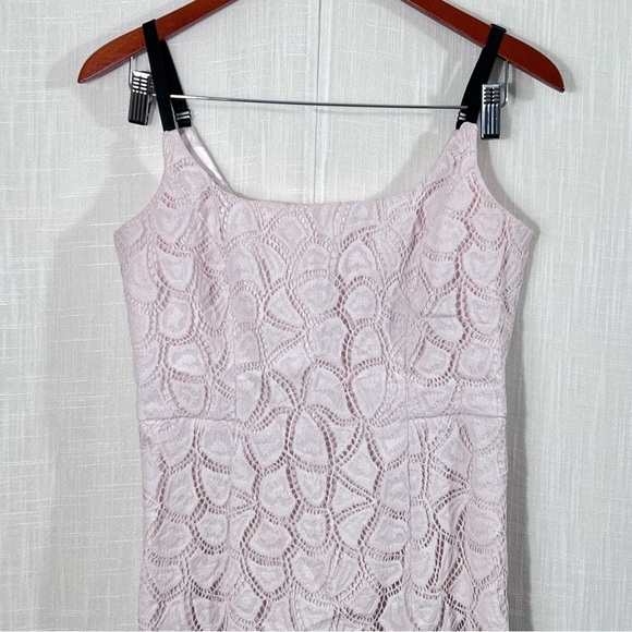 Milly Satin Lined Pink Crochet Event Party Evening Dress Size 6 - Picture 2 of 13